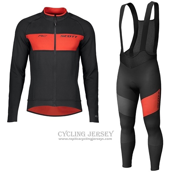 2019 Cycling Jersey Scott Rc Ff Black Red Long Sleeve And Bib Tight